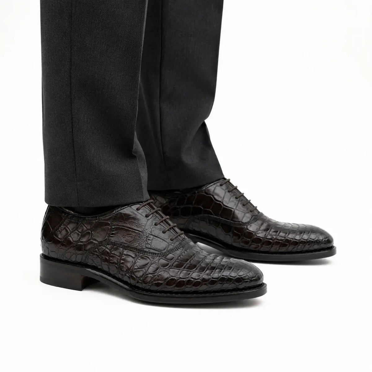Dark Brown Crocodile Derby Shoe DIVINCH