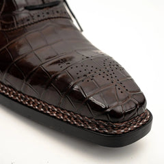 Dark Brown Crocodile Derby Shoes DIVINCH