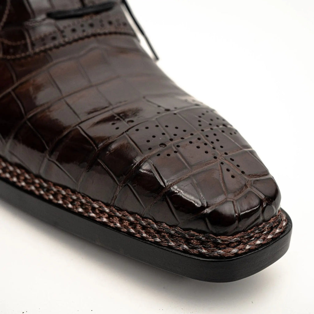 Dark Brown Crocodile Derby Shoes DIVINCH