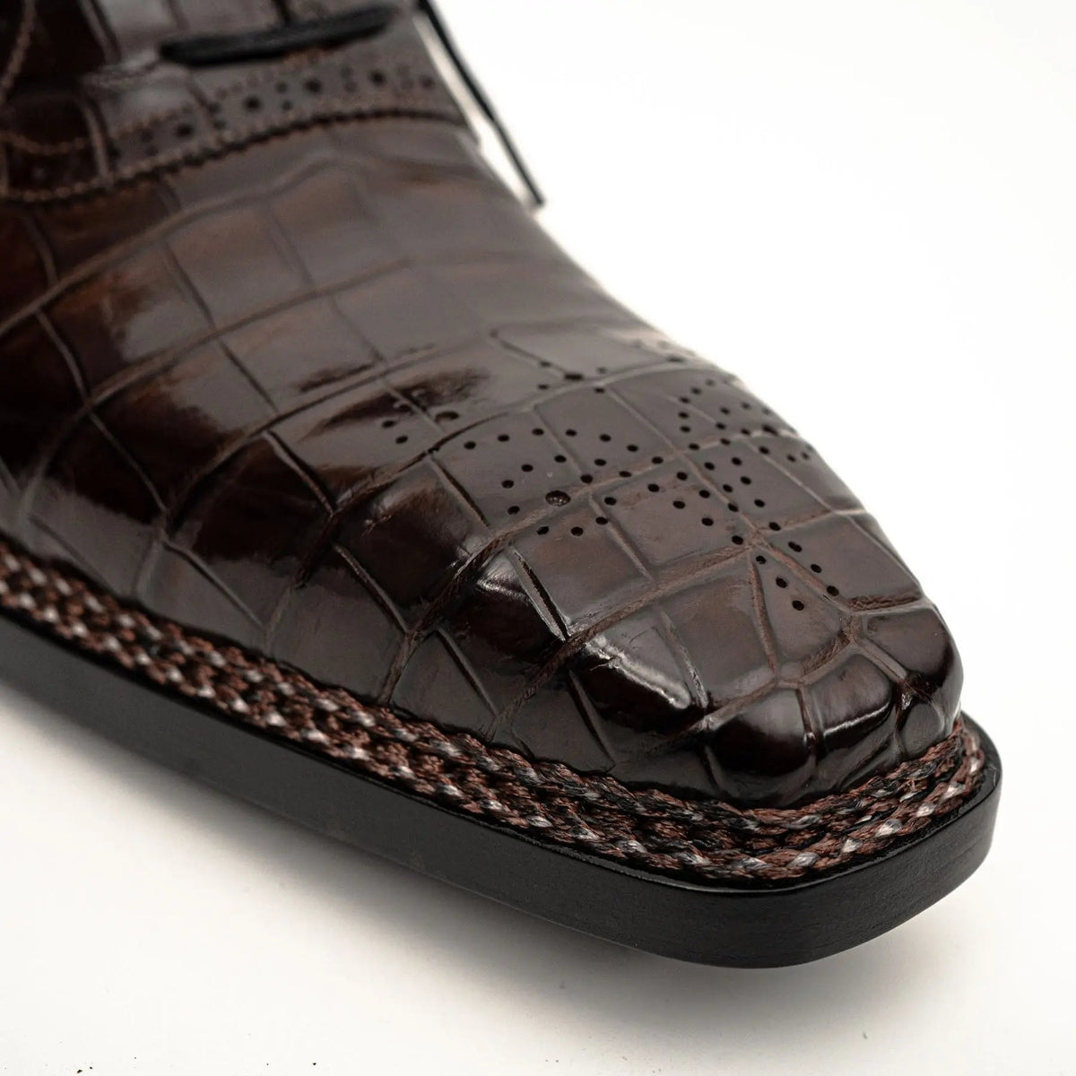 Dark Brown Crocodile Derby Shoes DIVINCH