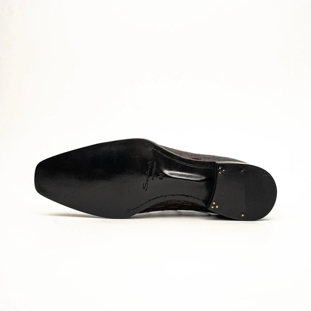 Dark Brown Crocodile Derby Shoes DIVINCH