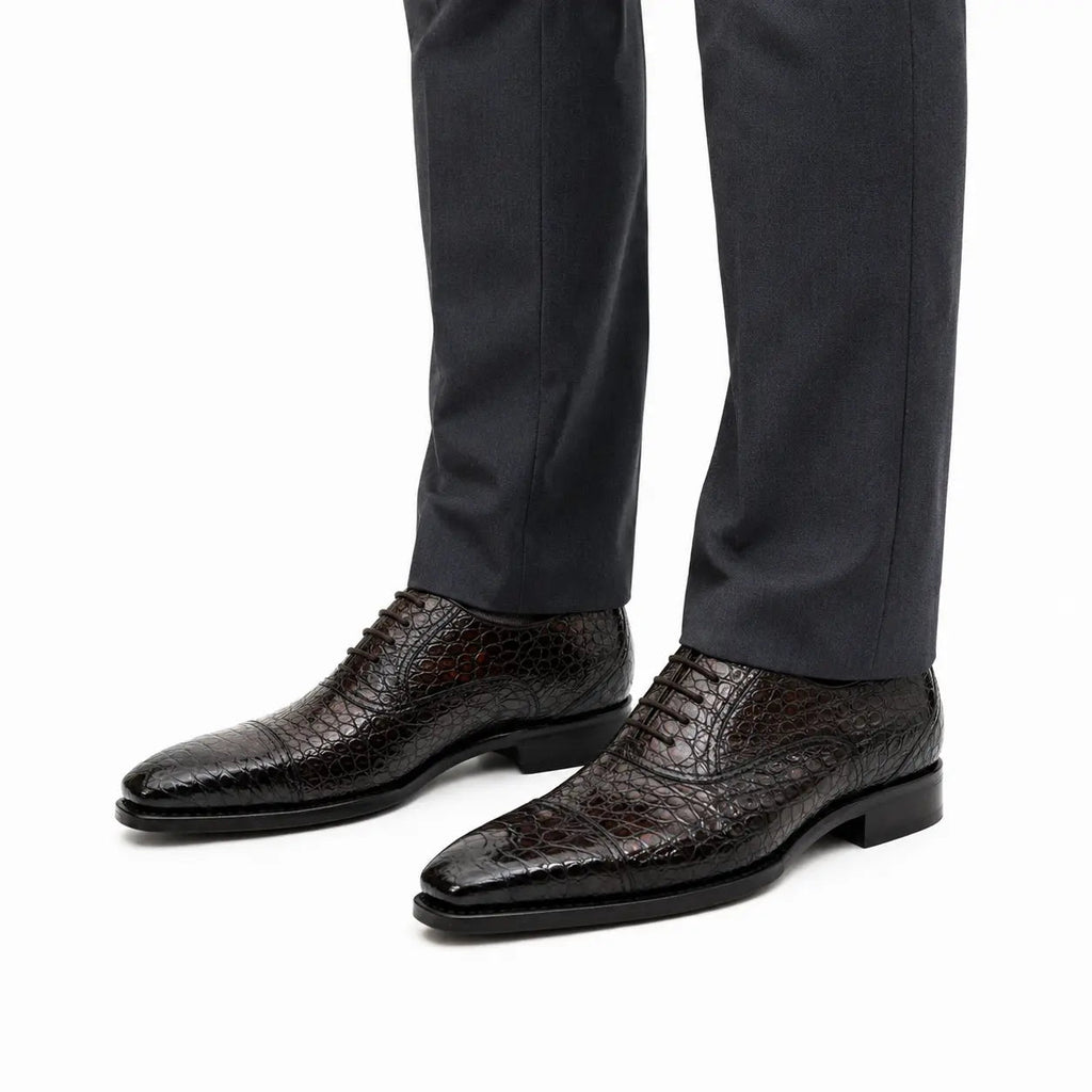 Dark Brown Crocodile Oxford Shoe DIVINCH