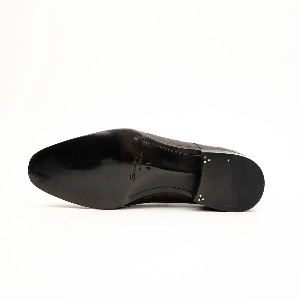 Dark Brown Crocodile-Textured Derby DIVINCH