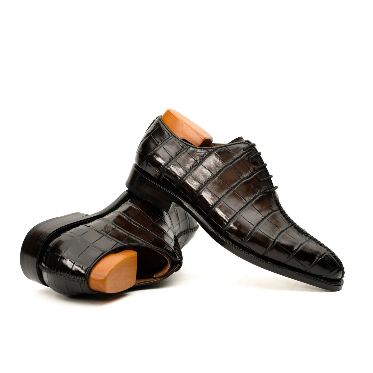 Dark Brown Crocodile-Textured Oxford DIVINCH