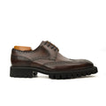 Dark Brown Glossy Lug-Sole Wingtip Derby Shoe DIVINCH
