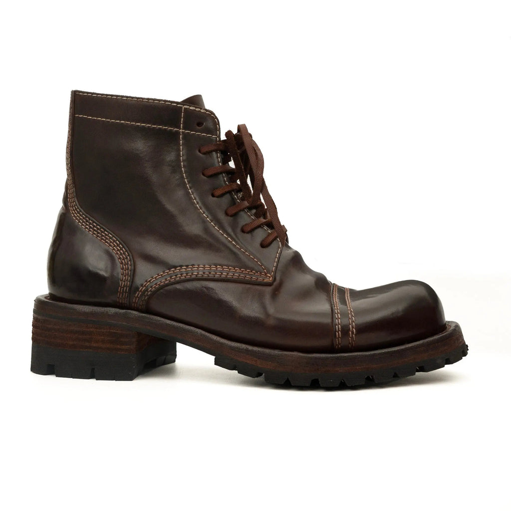 Dark Brown Horsehide Combat Boots DIVINCH