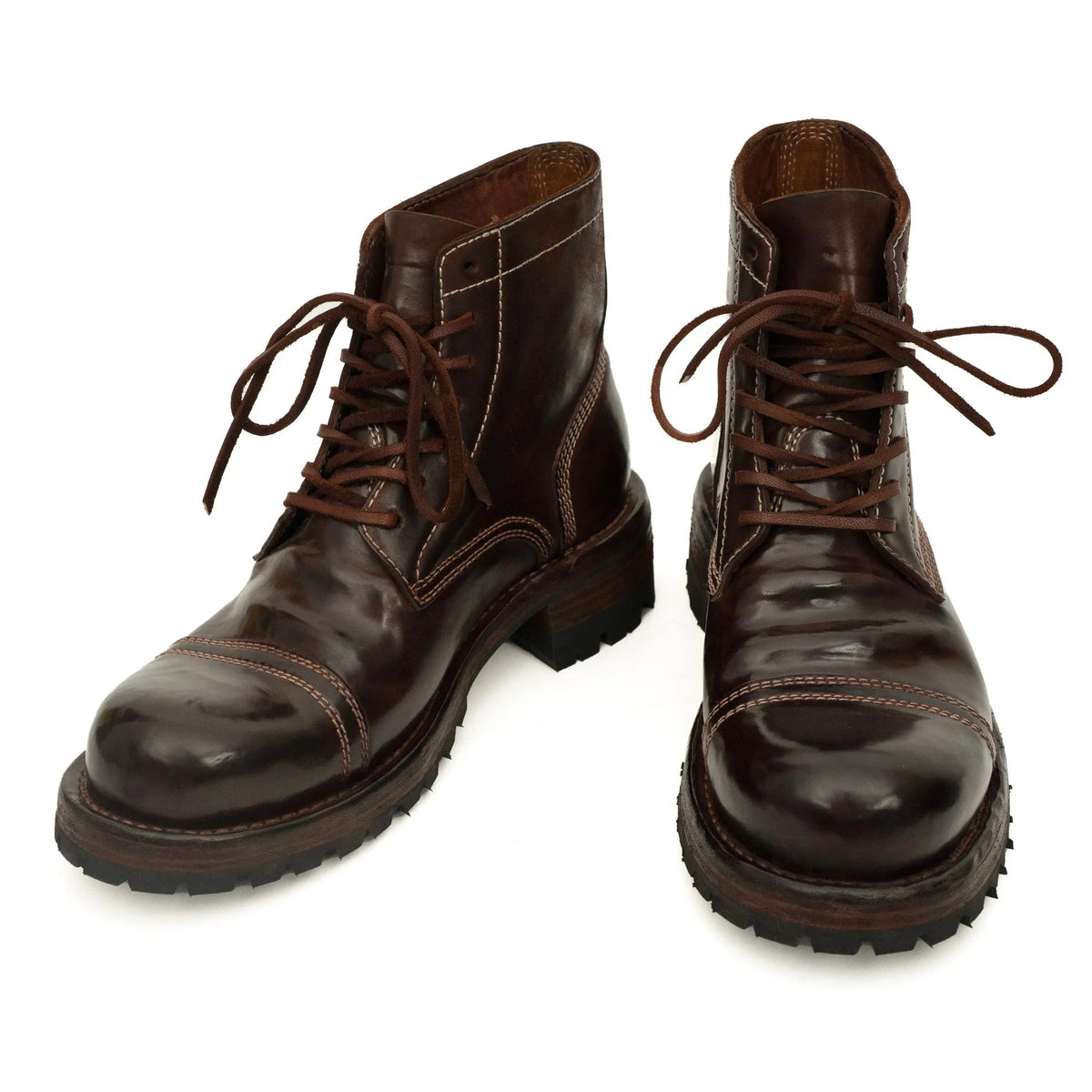 Dark Brown Horsehide Combat Boots DIVINCH