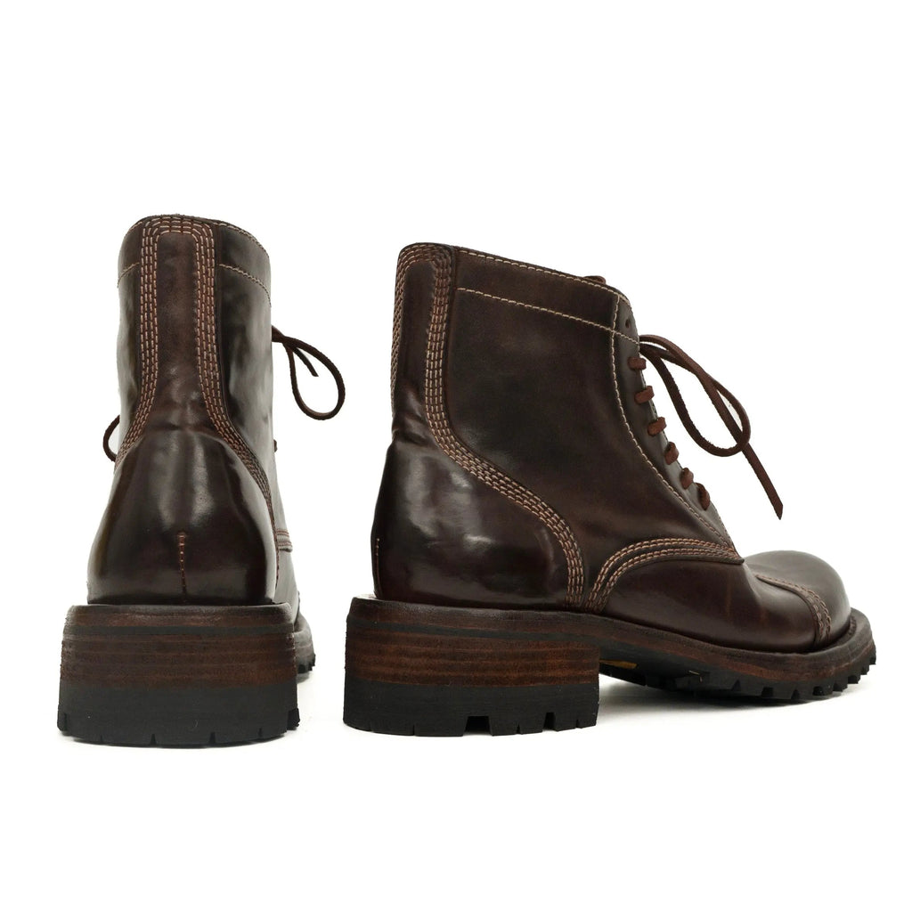 Dark Brown Horsehide Combat Boots DIVINCH