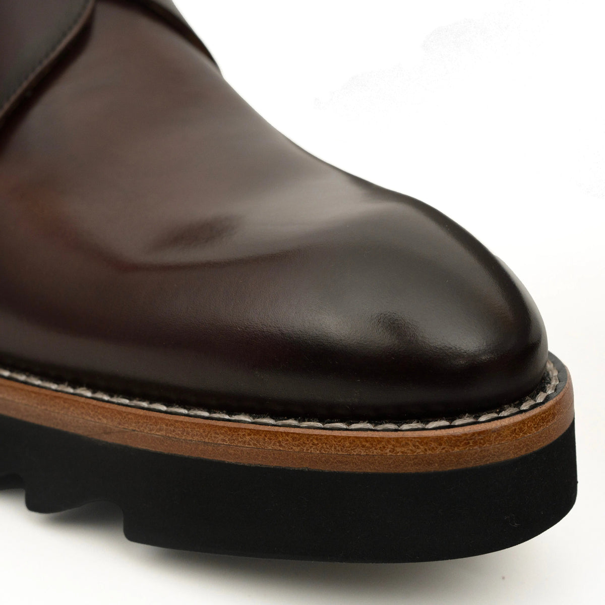 Dark Brown Lug Sole Monk Strap Shoes DIVINCH