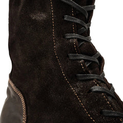 DIVINCH 5002A dark brown lace-up boots upper and lacing detail