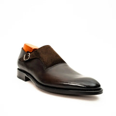 Dark Brown Suede-Panel Monk Shoe DIVINCH