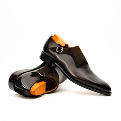 Dark Brown Suede-Panel Monk Shoe DIVINCH