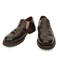 Dark Brown Washed Horse Leather Slip-On Casual Shoes DIVINCH