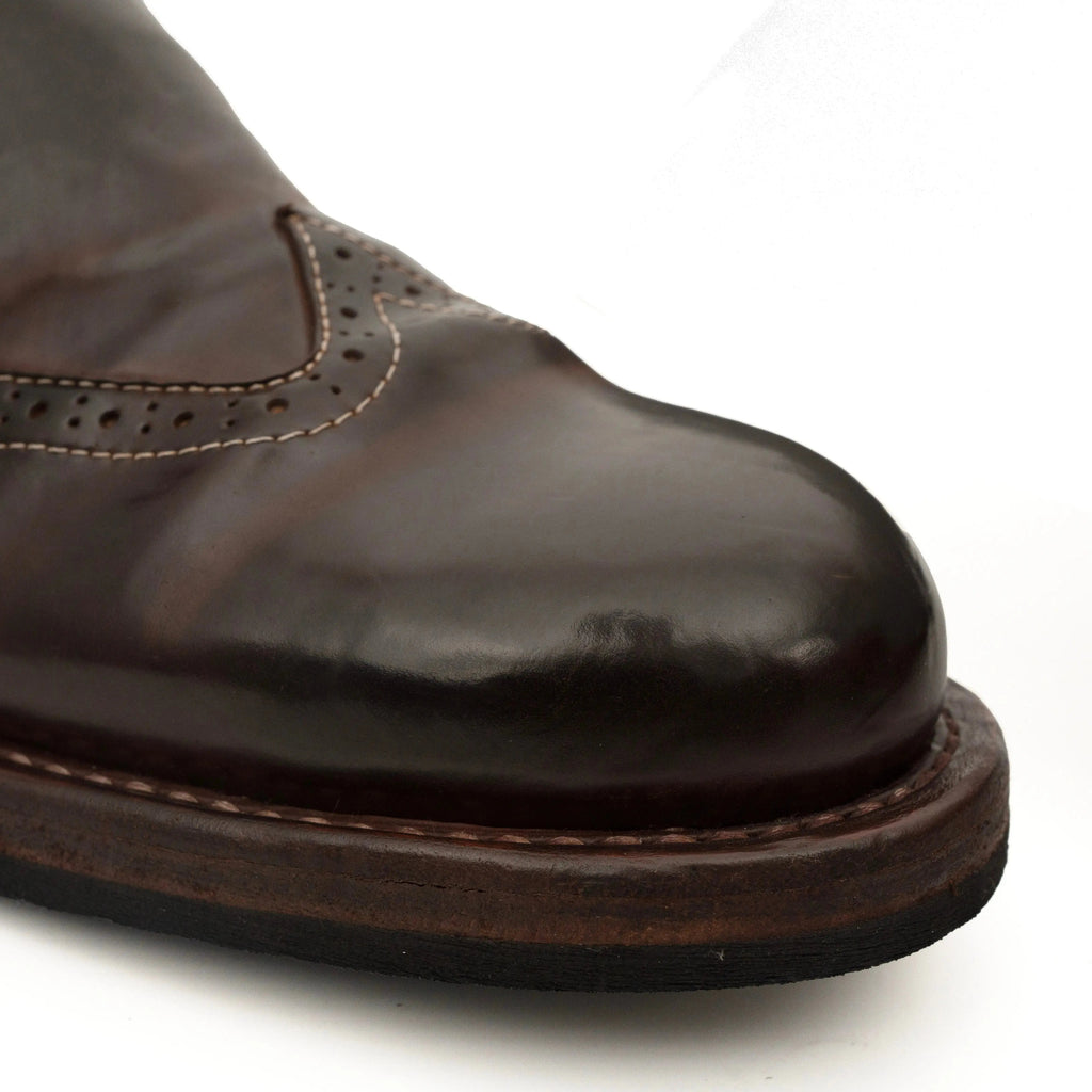 Dark Brown Washed Horse Leather Slip-On Casual Shoes DIVINCH