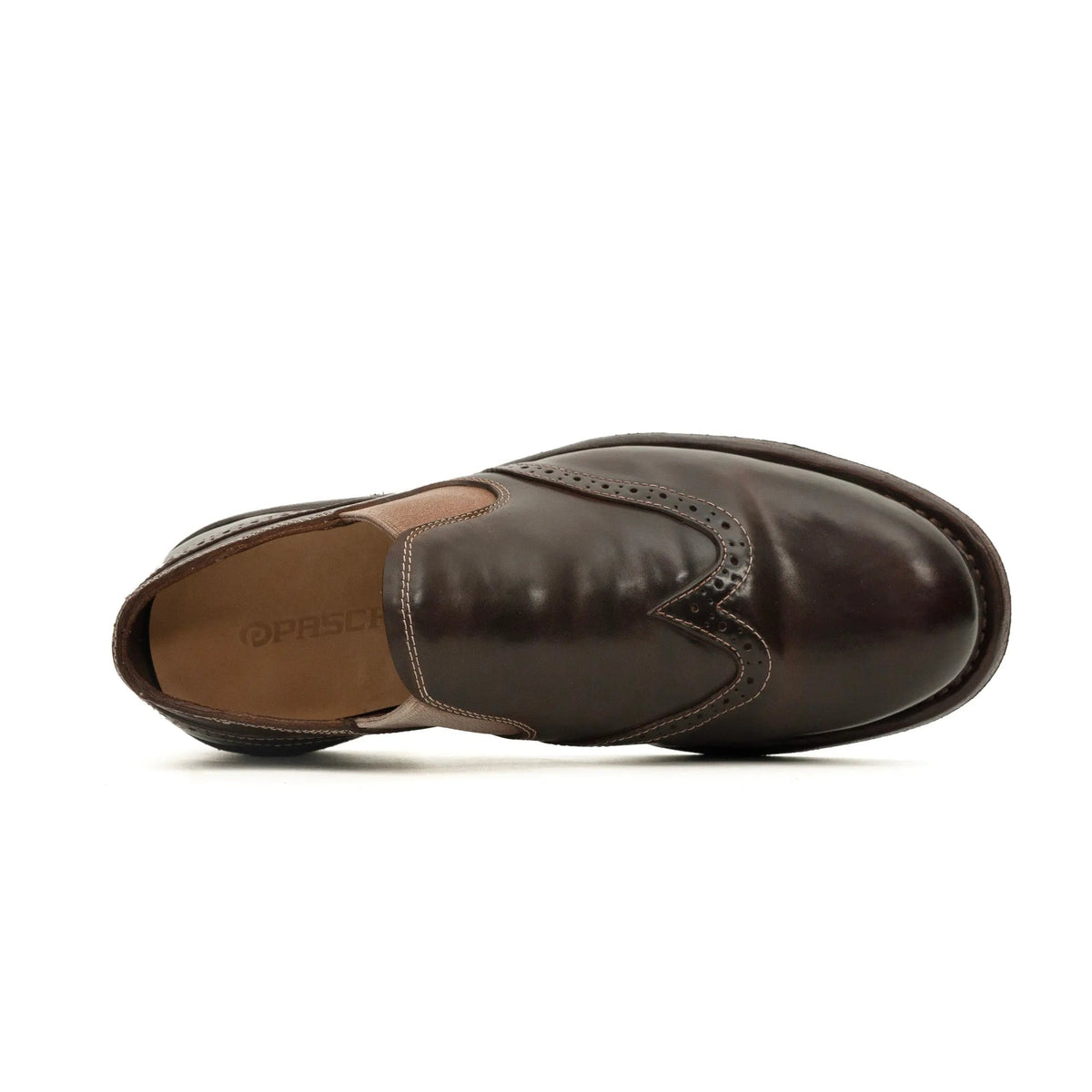 Dark Brown Washed Horse Leather Slip-On Casual Shoes DIVINCH