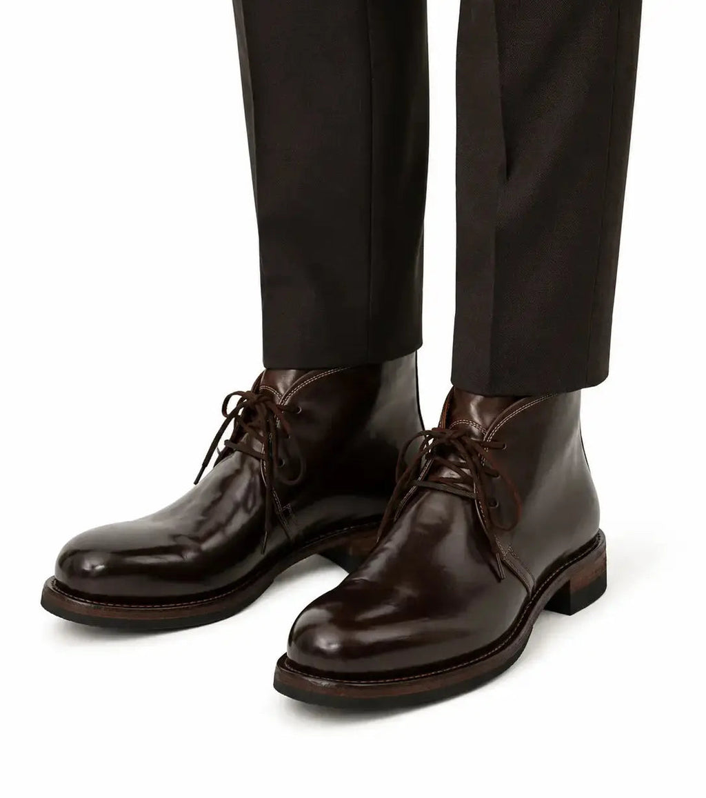 Dark Brown Washed Shell Cordovan Chukka Boots DIVINCH