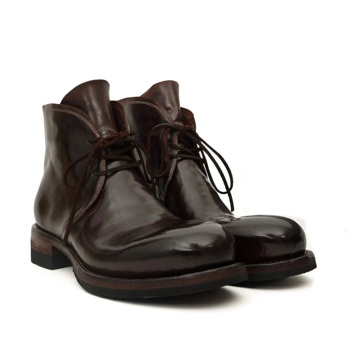 Dark Brown Washed Shell Cordovan Chukka Boots DIVINCH