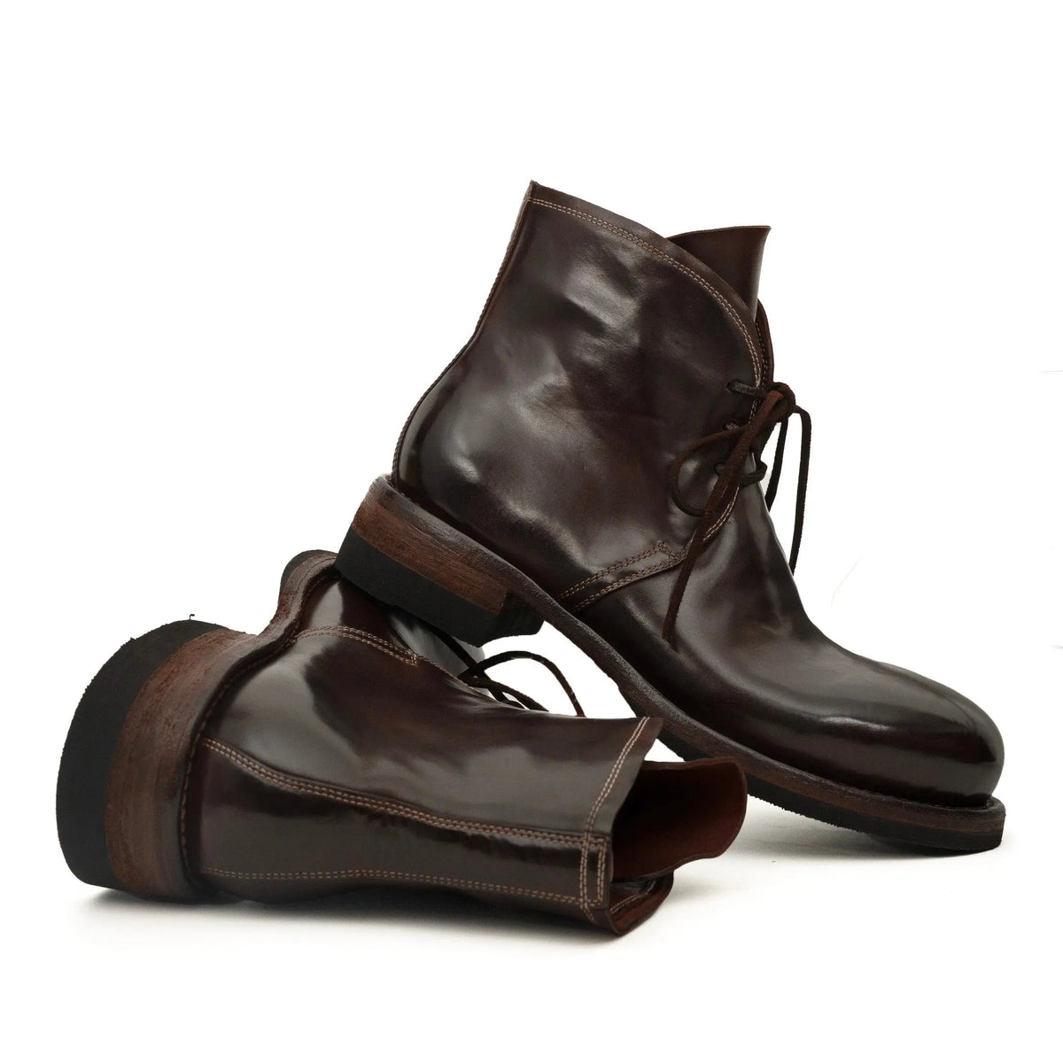 Dark Brown Washed Shell Cordovan Chukka Boots DIVINCH