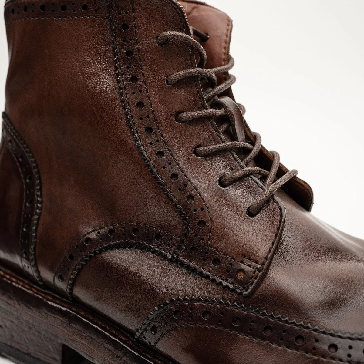 Dark Brown Wingtip Combat Boot DIVINCH