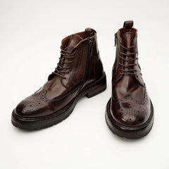 Dark Brown Wingtip Combat Boot DIVINCH