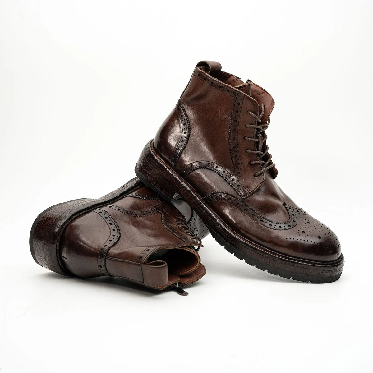 Dark Brown Wingtip Combat Boot DIVINCH