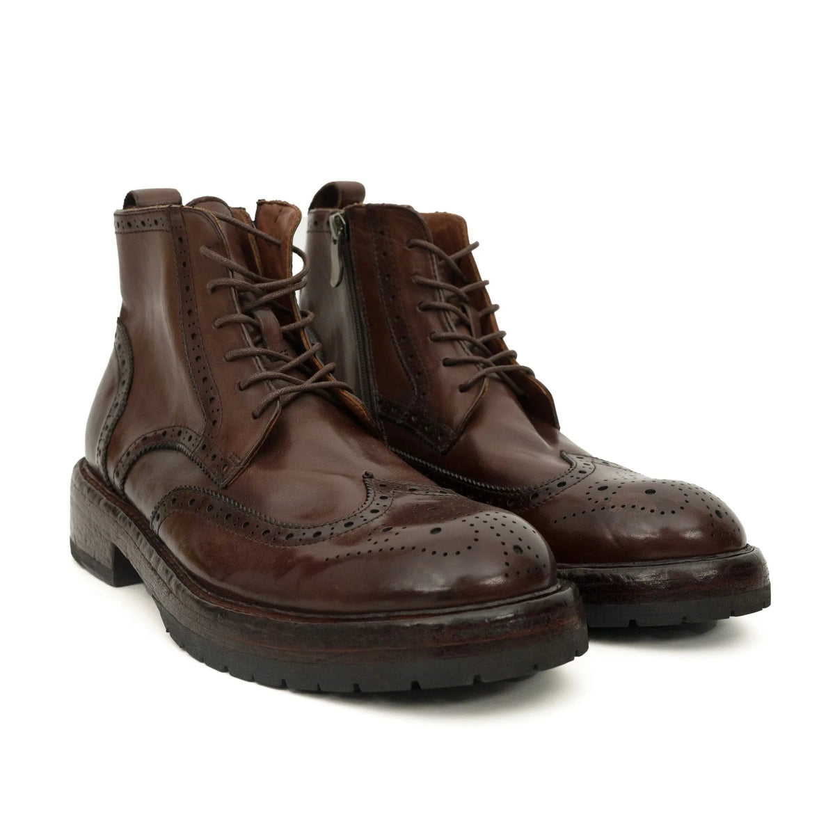 Dark Brown Wingtip Combat Boot DIVINCH