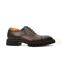 Dark Brown Wingtip Cow Leather Oxford Shoes DIVINCH