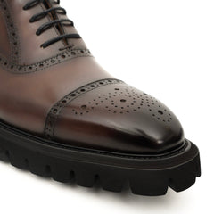 Dark Brown Wingtip Cow Leather Oxford Shoes DIVINCH