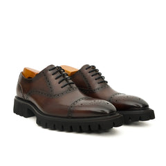 Dark Brown Wingtip Cow Leather Oxford Shoes DIVINCH