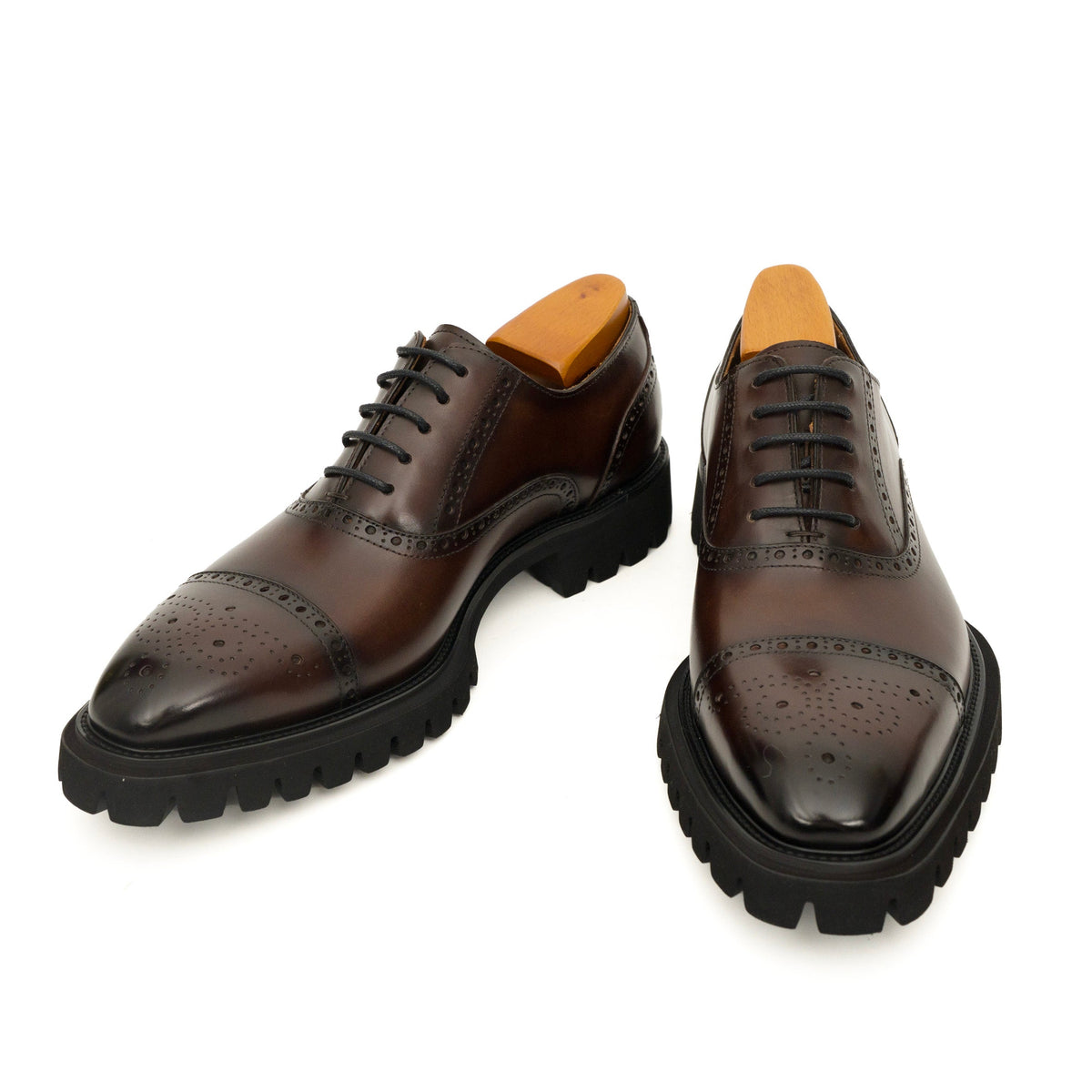 Dark Brown Wingtip Cow Leather Oxford Shoes DIVINCH
