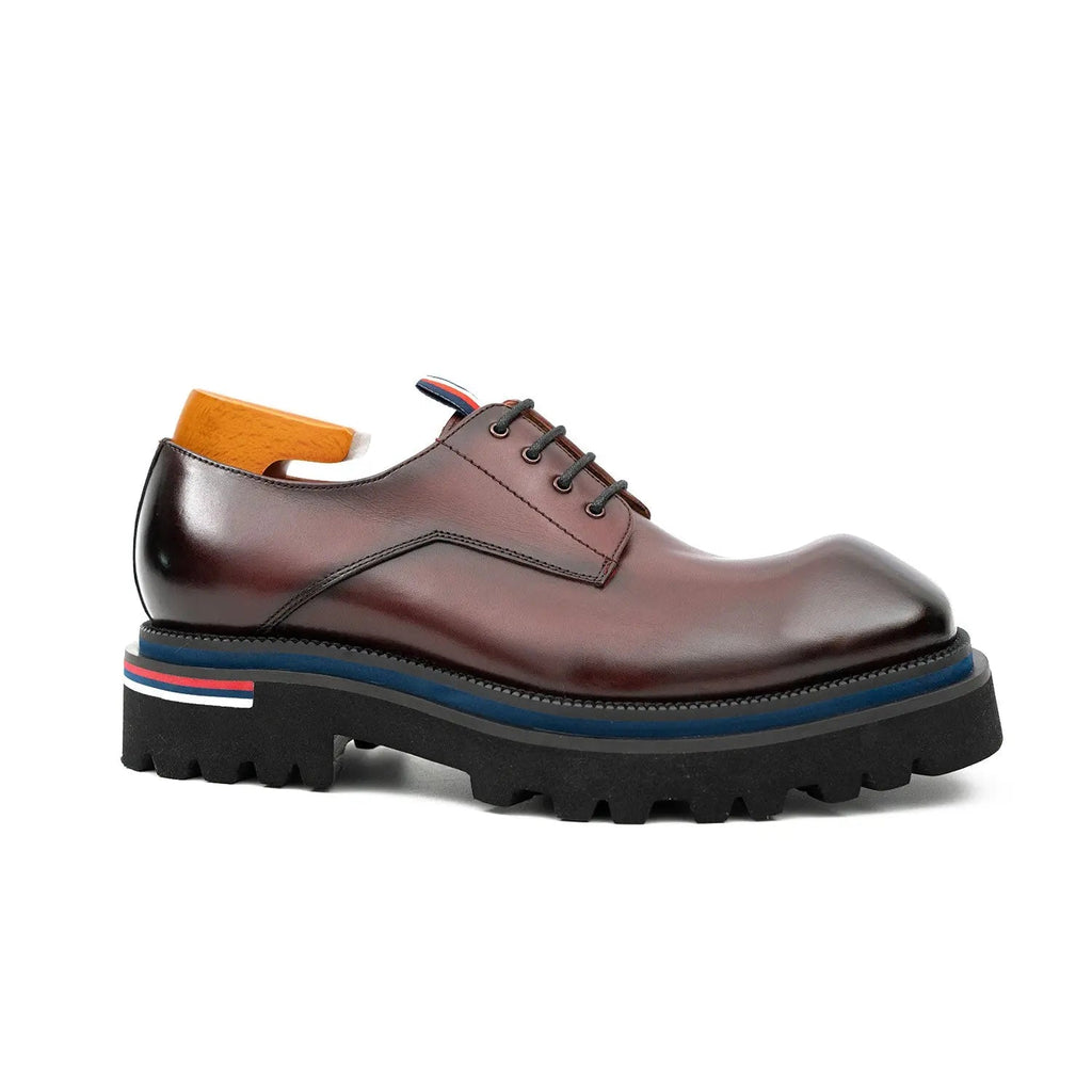 Derby Shoes Chunky 6cm heel boost Wine red DIVINCH