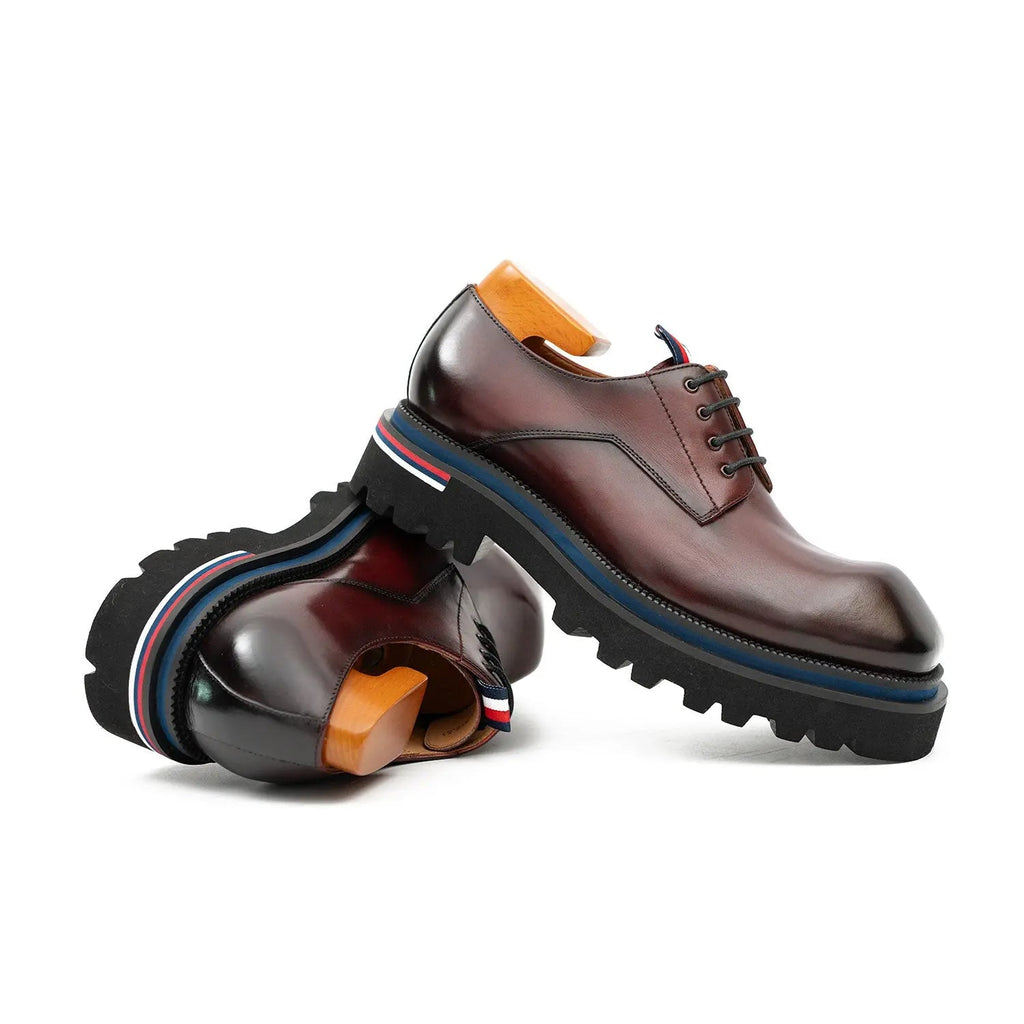 Derby Shoes Chunky 6cm heel boost Wine red DIVINCH