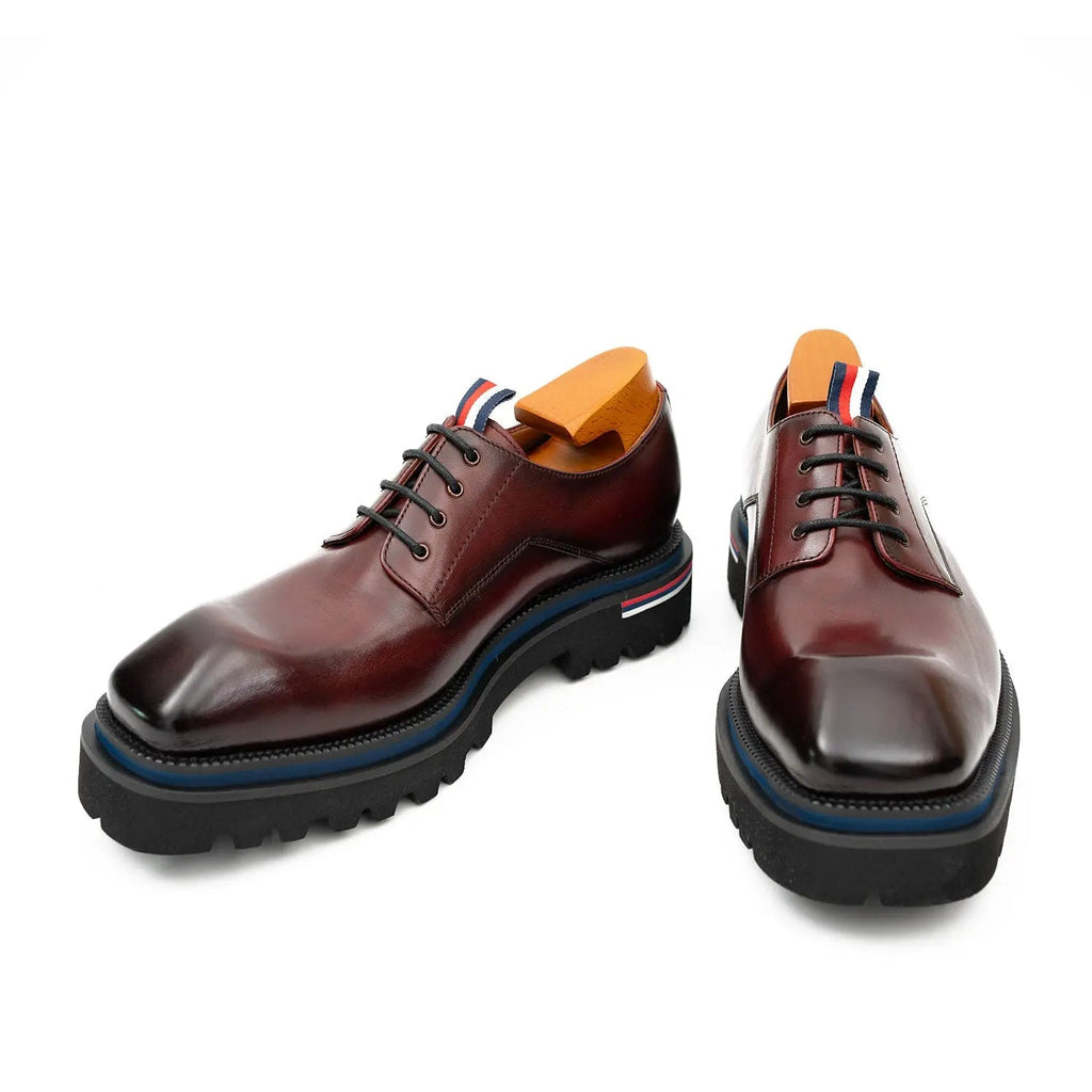 Derby Shoes Chunky 6cm heel boost Wine red DIVINCH