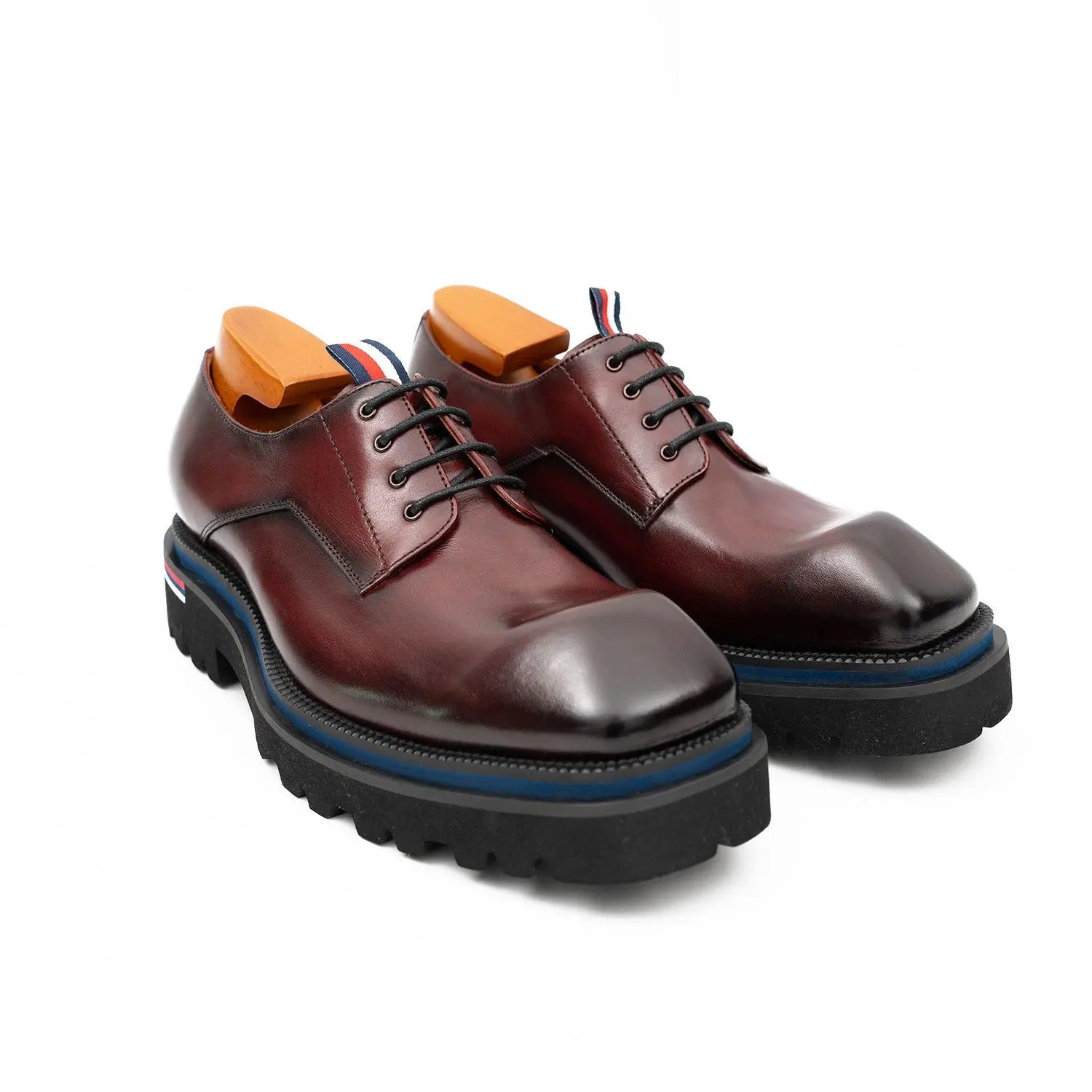 Derby Shoes Chunky 6cm heel boost Wine red DIVINCH