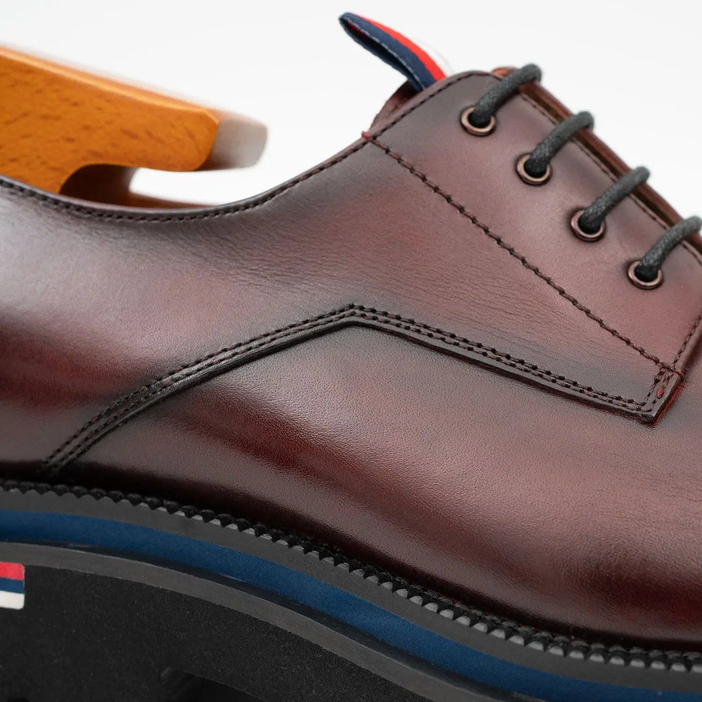 Derby Shoes Chunky 6cm heel boost Wine red DIVINCH