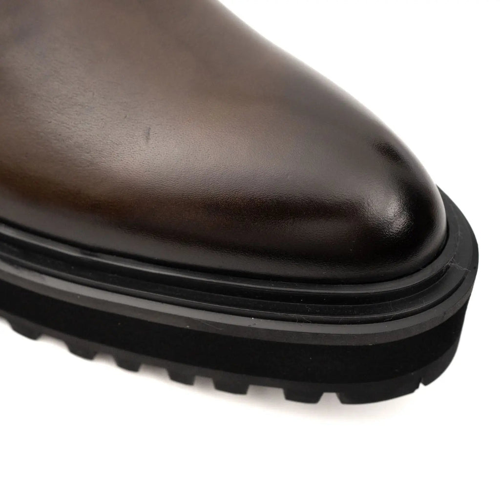 Espresso Leather Platform Chelsea DIVINCH