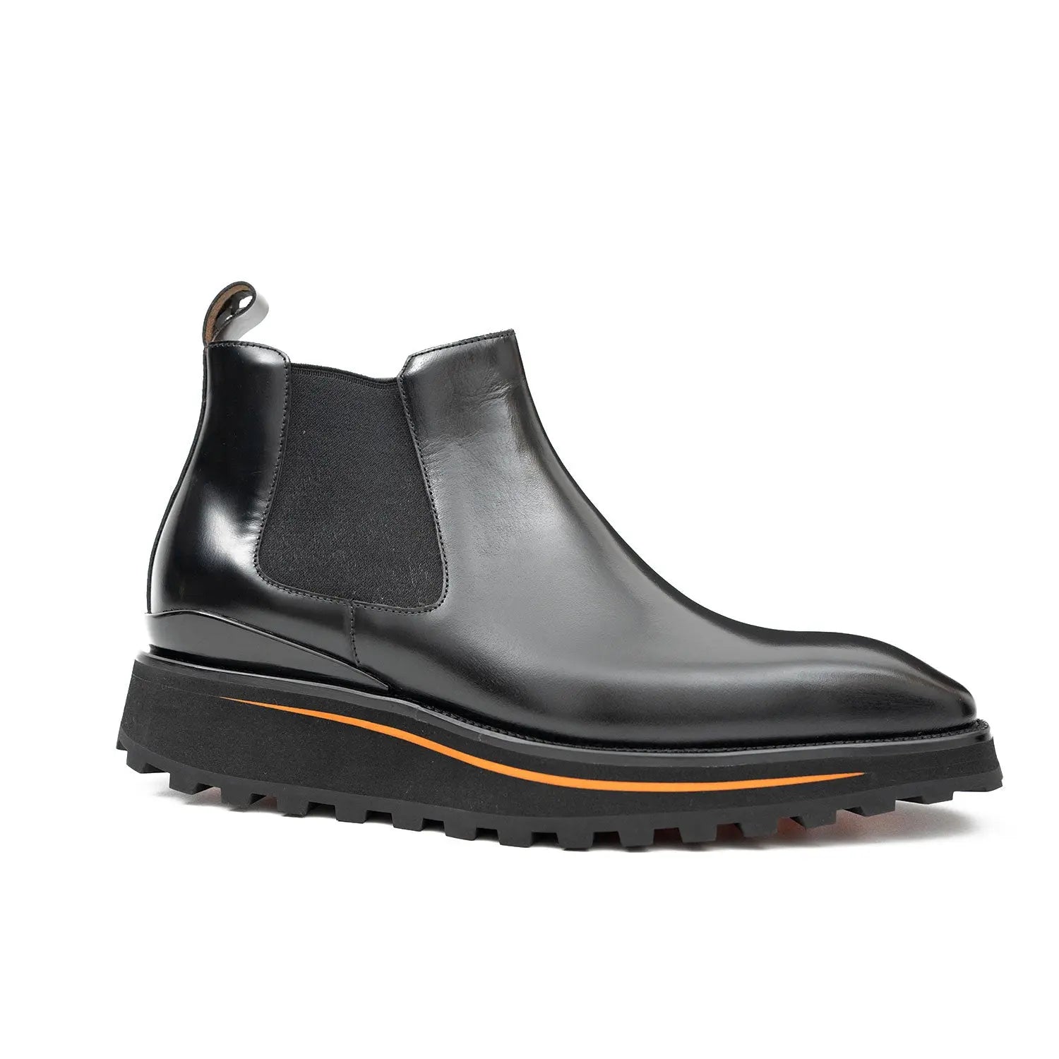 Foil leather Thick-Soled Chelsea Boot 2898 Black DIVINCH