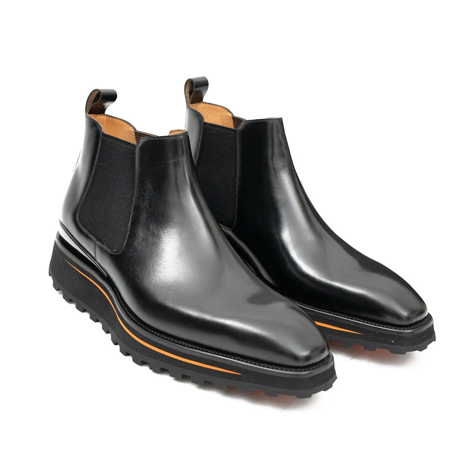 Foil leather Thick-Soled Chelsea Boot 2898 Black DIVINCH