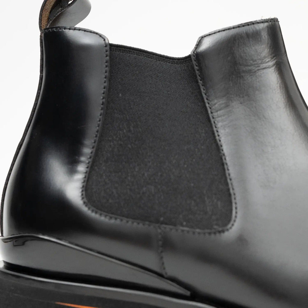 Foil leather Thick-Soled Chelsea Boot 2898 Black DIVINCH