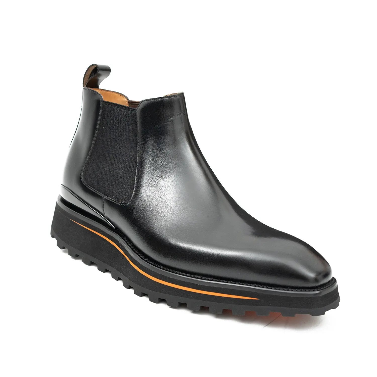 Foil leather Thick-Soled Chelsea Boot 2898 Black DIVINCH