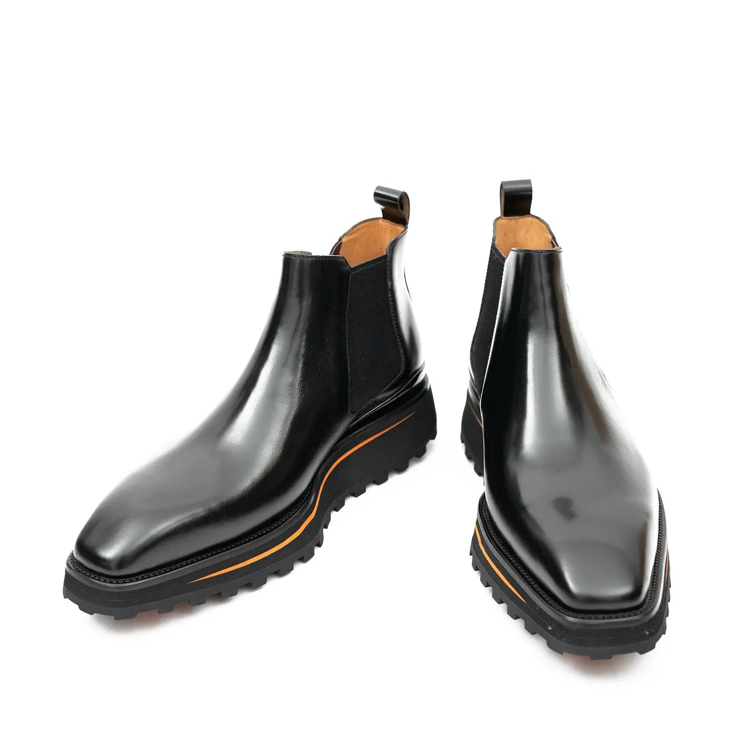 Foil leather Thick-Soled Chelsea Boot 2898 Black DIVINCH