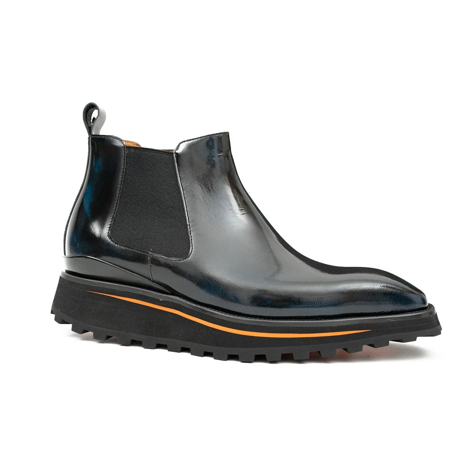 Foil leather Thick-Soled Chelsea Boot 2898 Blue DIVINCH