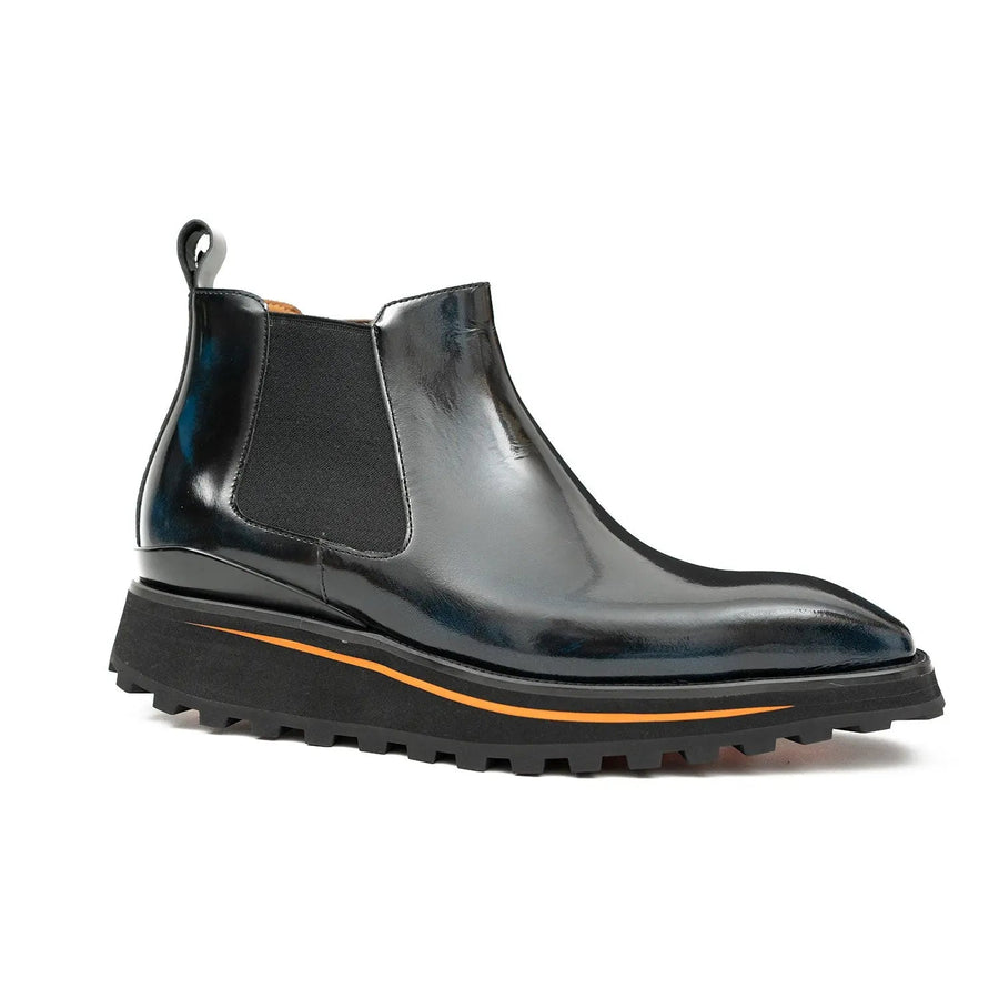 Foil leather Thick-Soled Chelsea Boot 2898 Blue DIVINCH