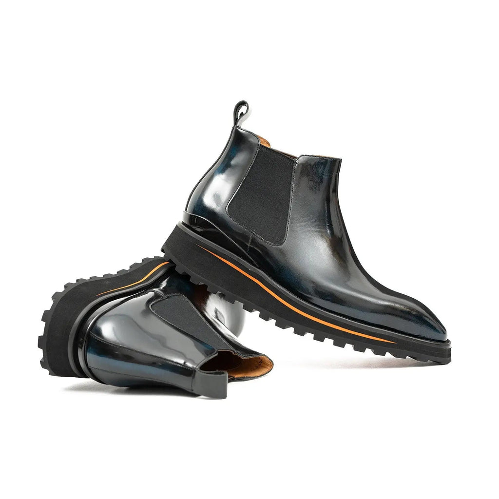 Foil leather Thick-Soled Chelsea Boot 2898 Blue DIVINCH