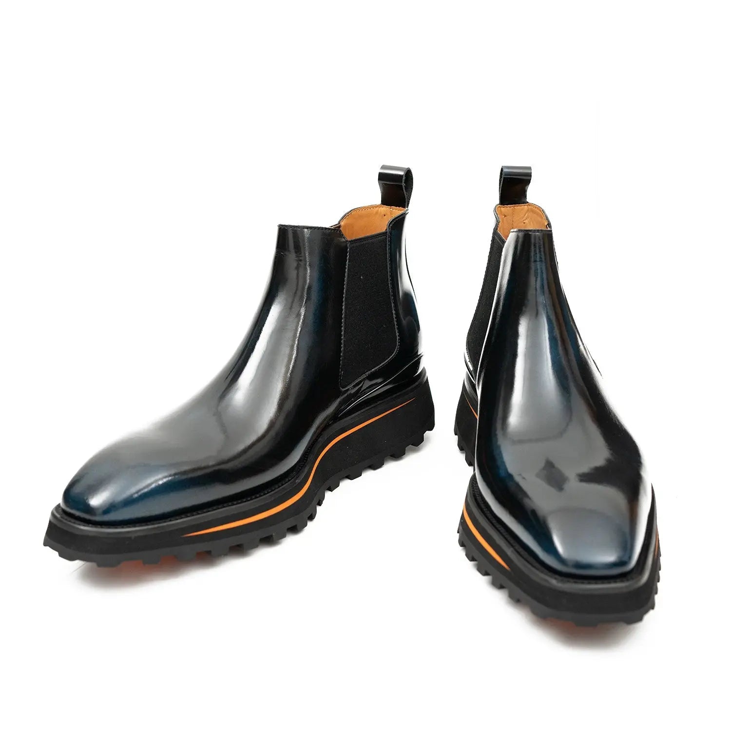 Foil leather Thick-Soled Chelsea Boot 2898 Blue DIVINCH