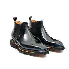 Foil leather Thick-Soled Chelsea Boot 2898 Blue DIVINCH
