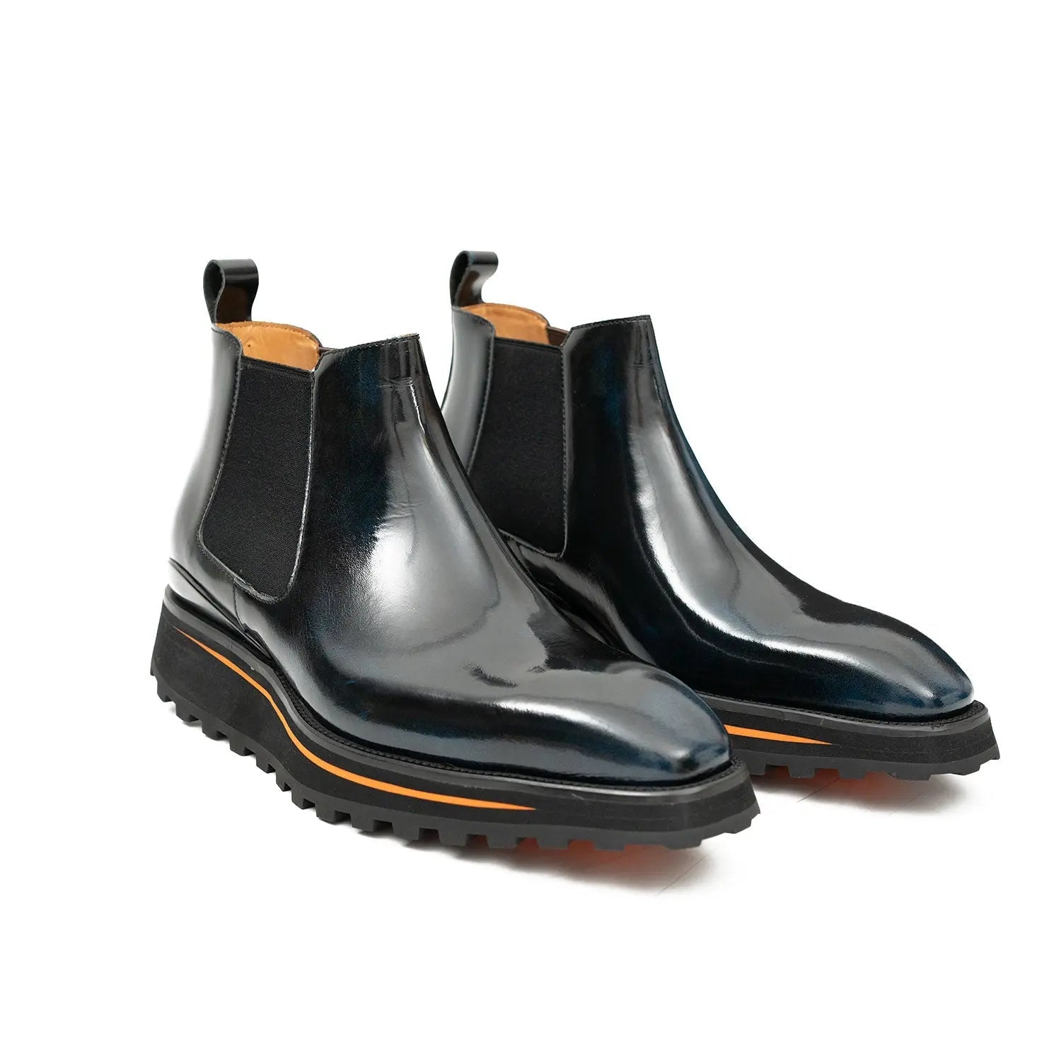 Foil leather Thick-Soled Chelsea Boot 2898 Blue DIVINCH