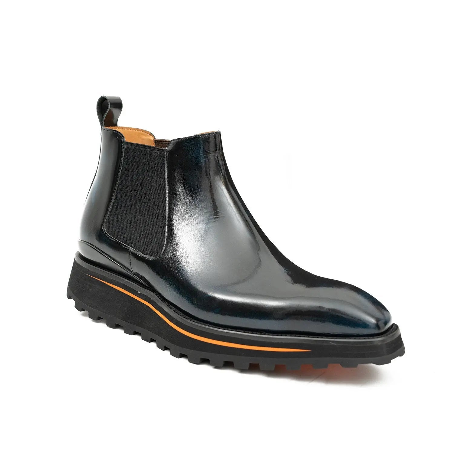 Foil leather Thick-Soled Chelsea Boot 2898 Blue DIVINCH