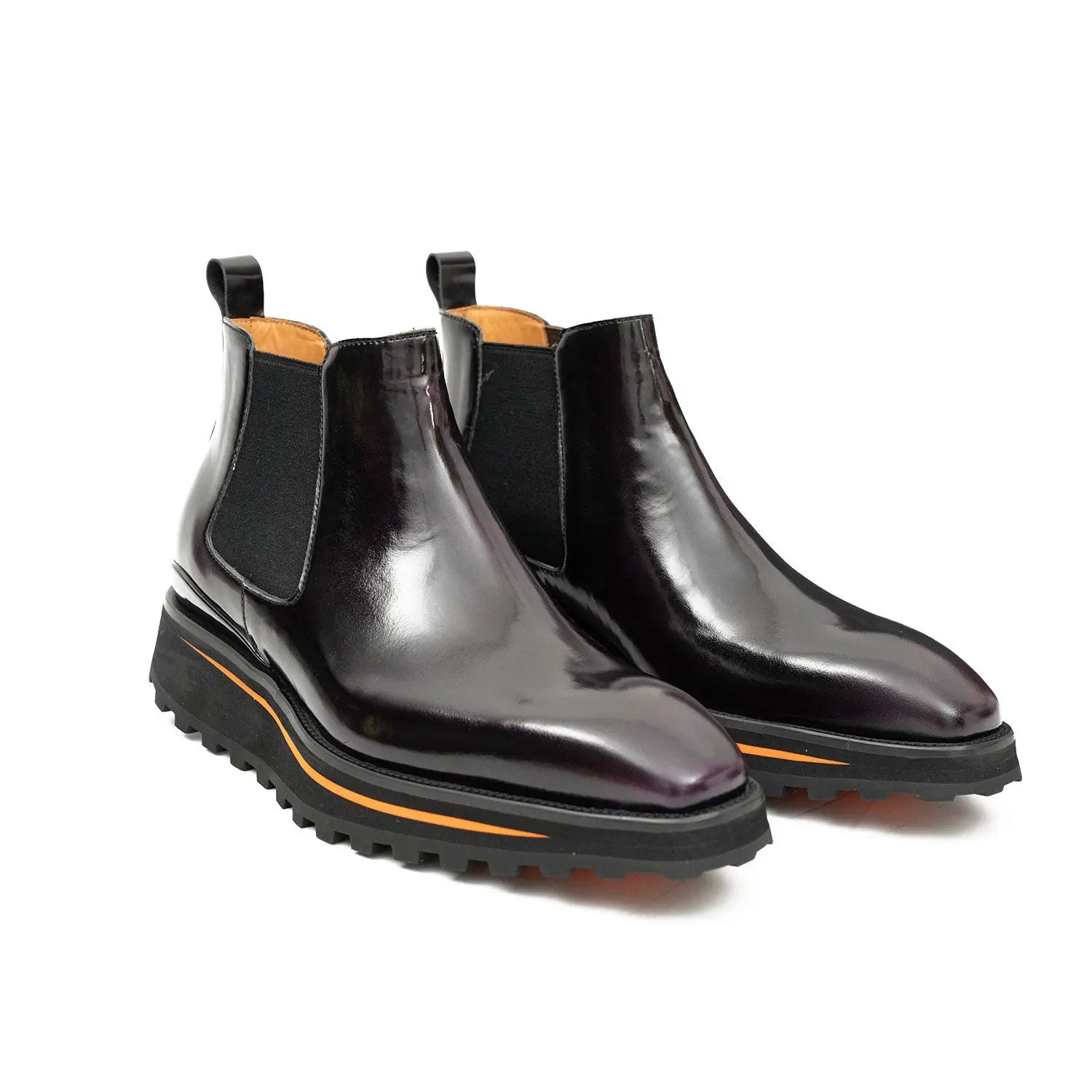 Foil leather Thick-Soled Chelsea Boot 2898 Purple DIVINCH