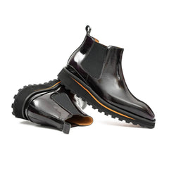 Foil leather Thick-Soled Chelsea Boot 2898 Purple DIVINCH